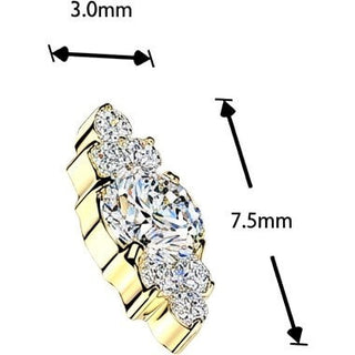 Titanium top round cubic zirconia with trinity cubic zirconia clusters Internally Threaded