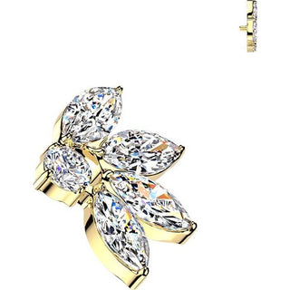 Titanium top 4 marquise cubic zirconia fan with round cubic zirconia Internally Threaded