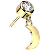 Oro 14 kt Zircone con Luna Pendente Push-In