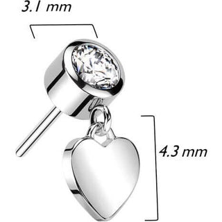 Oro 14 kt Zircone con Cuore pendente Push-In