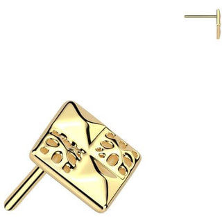 Solid Gold 14 Carat top square Push-In