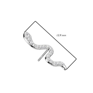 Oro 14 kt Superiore design serpente di zirconi Push-In