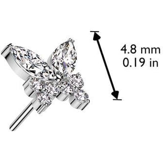 Solid Gold 14 Carat top butterfly zirconia Push-In