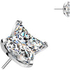 Titanium Top top square flower cubic zirconia Push-In
