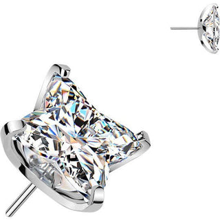 Titanium Top top square flower cubic zirconia Push-In