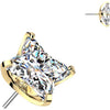 Titanium Top top square flower cubic zirconia Push-In