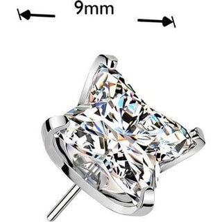 Titanium Top top square flower cubic zirconia Push-In