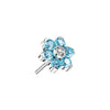 Titanium Top Top Flower Zirconia Silver Push-In