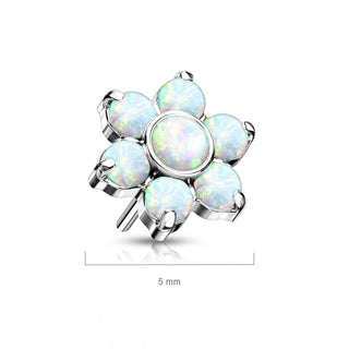 Titanio Superiore a fiore di opali e argento Push-In