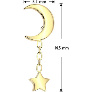 Titanio Luna crescente stella pendente catena Push-In