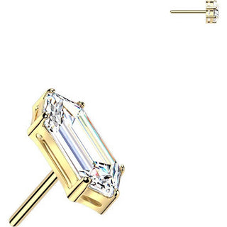 Titanium Top top prong set elongated hexagon cubic zirconia Push-In