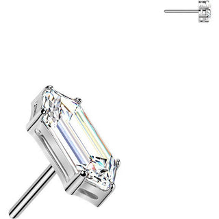 Titanium Top top prong set elongated hexagon cubic zirconia Push-In