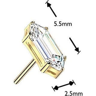Titanium Top top prong set elongated hexagon cubic zirconia Push-In