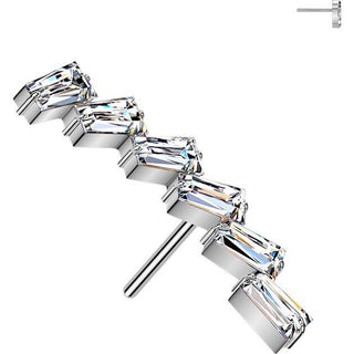 Titanium Top top rectangle cubic zirconia curve Push-In