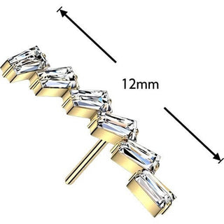 Titanium Top top rectangle cubic zirconia curve Push-In