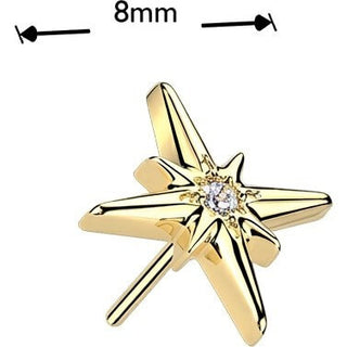 Titanium Top top cubic zirconia centered starburst Push-In