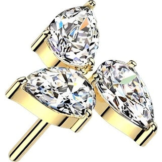 Titanium Top top pear cubic zirconia pinwheel Push-In