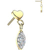 Titanium Top top flat heart with marquise cubic zirconia dangle Push-In