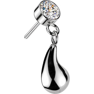Titanium Top Top Bezel Zirconia With Teardrop Dangle Push-In