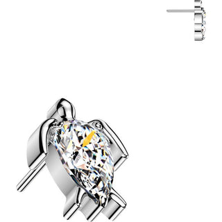 Titanium Top Top Turtle With Teardrop Zirconia Push-In