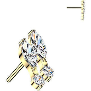Titanium Top top double marquise and round cubic zirconia Push-In