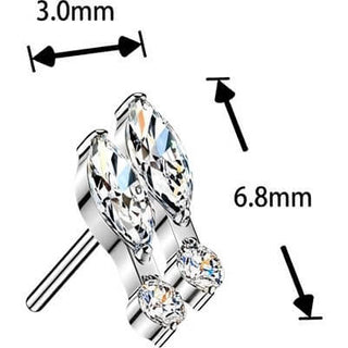 Titanium Top top double marquise and round cubic zirconia Push-In