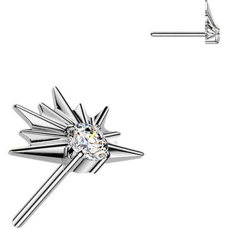 Titanium top half starburst with cubic zirconia center Push-In