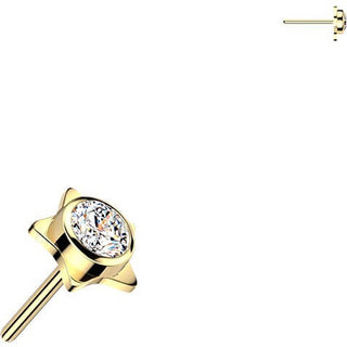 Titanium top star with bezel set cubic zirconia center Push-In