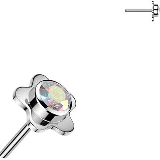 Titanium top flower with bezel set cubic zirconia center Push-In