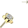 Titanium top flower with bezel set cubic zirconia center Push-In