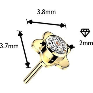 Titanium top flower with bezel set cubic zirconia center Push-In