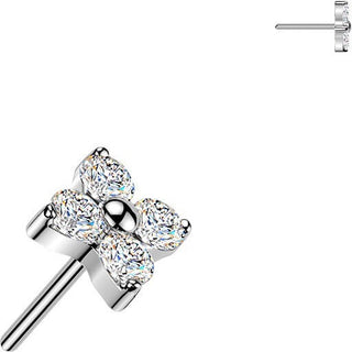 Titanium top 4 cubic zirconia flower Push-In