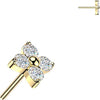 Titanium top 4 cubic zirconia flower Push-In