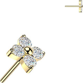Titanium top 4 cubic zirconia flower Push-In