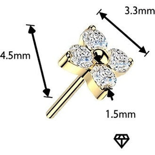 Titanium top 4 cubic zirconia flower Push-In
