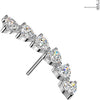 Titanium top prong set 6 heart shaped cubic zirconia curve Push-In
