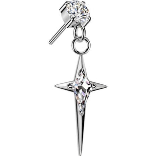 Titanium Top Top Cross Dangle Kite Zirconia Push-In