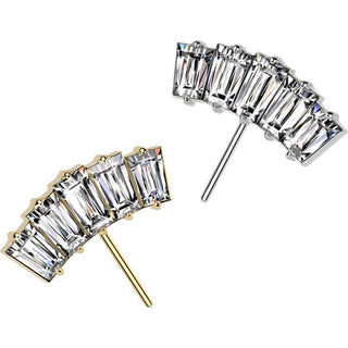 Titanium Top top fan 5 baguette cut zirconia Push-In
