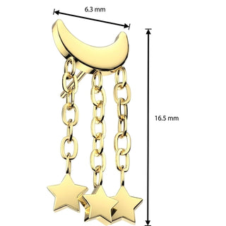 Titanium Top crescent moon stars chains Push-In