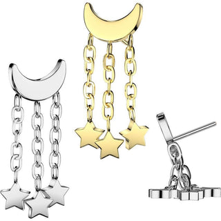 Titanium Top crescent moon stars chains Push-In