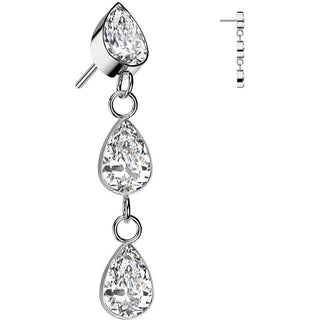 Titanium top teardrop dangle zirconia Push-In