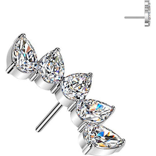 Titanium Top top 5 pear cubic zirconia fan Push-In