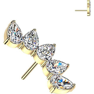 Titanium Top top 5 pear cubic zirconia fan Push-In