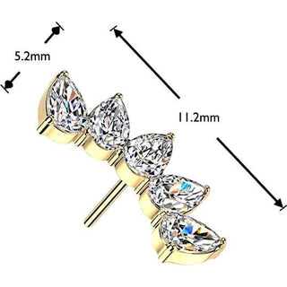 Titanium Top top 5 pear cubic zirconia fan Push-In