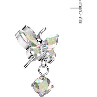 Titanium Top top butterfly zirconia dangle Push-In