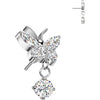 Titanium Top top butterfly zirconia dangle Push-In
