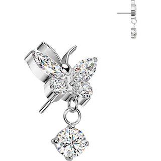 Titanium Top top butterfly zirconia dangle Push-In