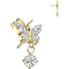 Titanium Top top butterfly zirconia dangle Push-In