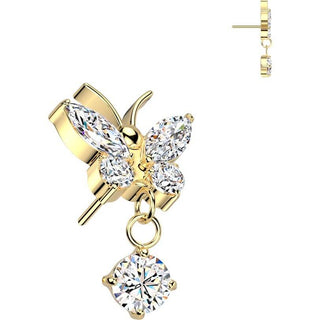 Titanium Top top butterfly zirconia dangle Push-In