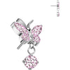 Titanium Top top butterfly zirconia dangle Push-In